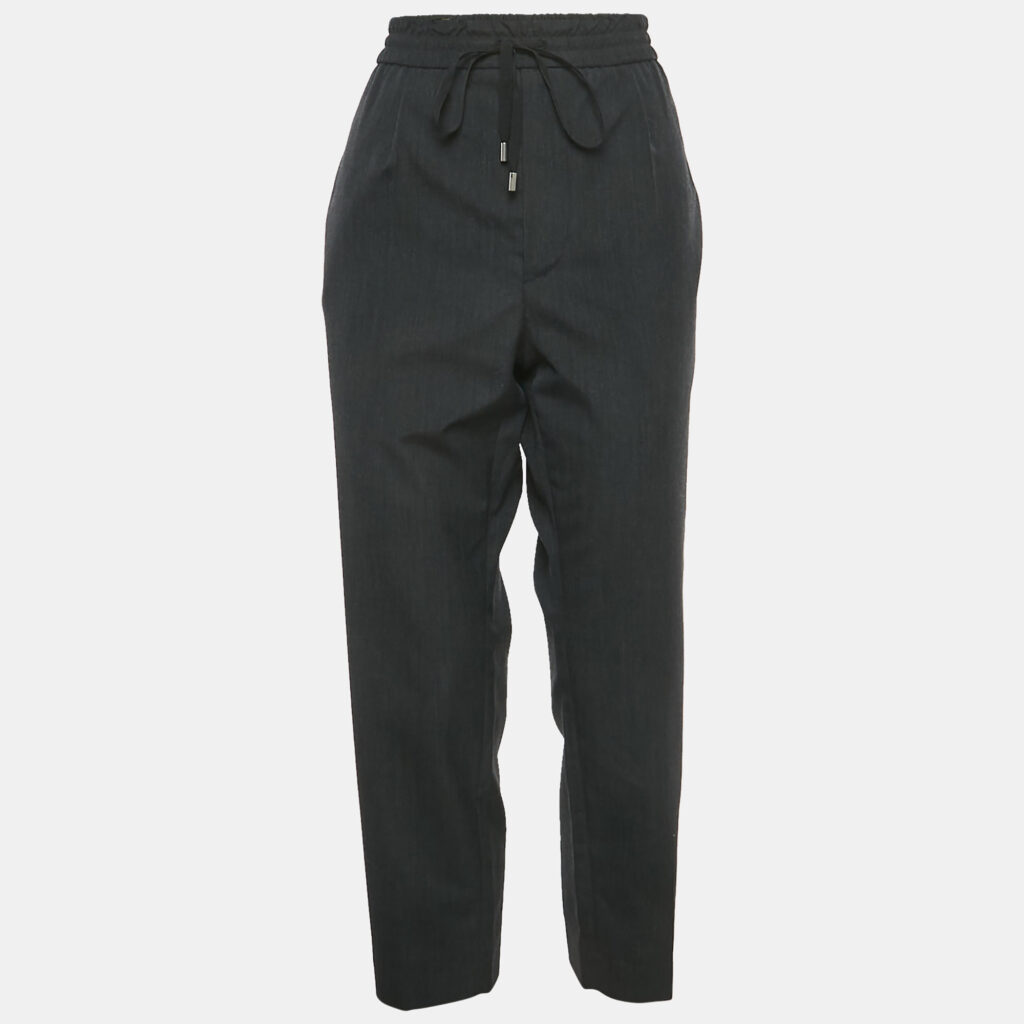Gucci Black Grey Wool Drawstring Trousers M Gucci Black Grey Wool Drawstring Trousers M