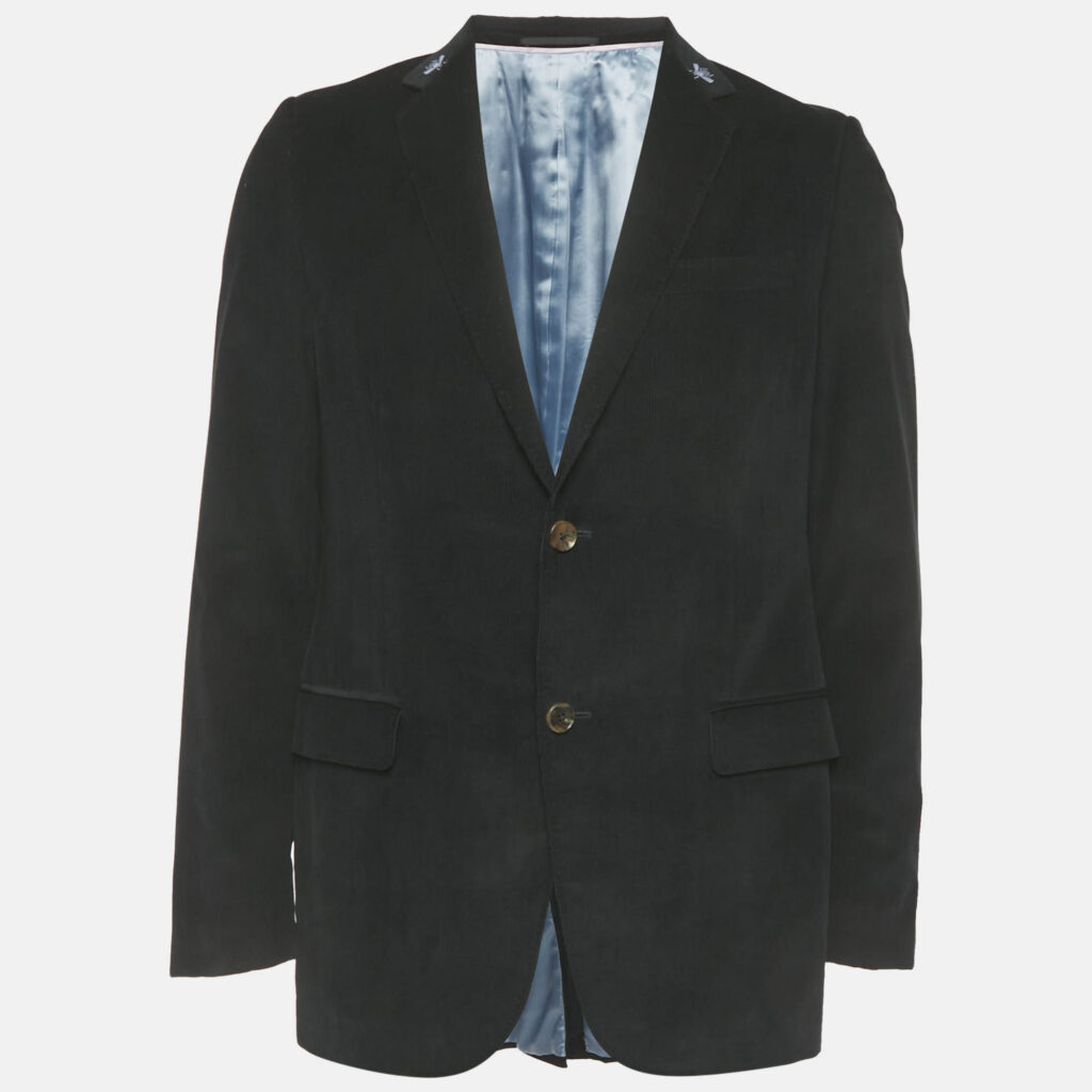 Gucci Black Bee Embroidered Corduroy Single Breasted Blazer L Gucci Black Bee Embroidered Corduroy Single Breasted Blazer L