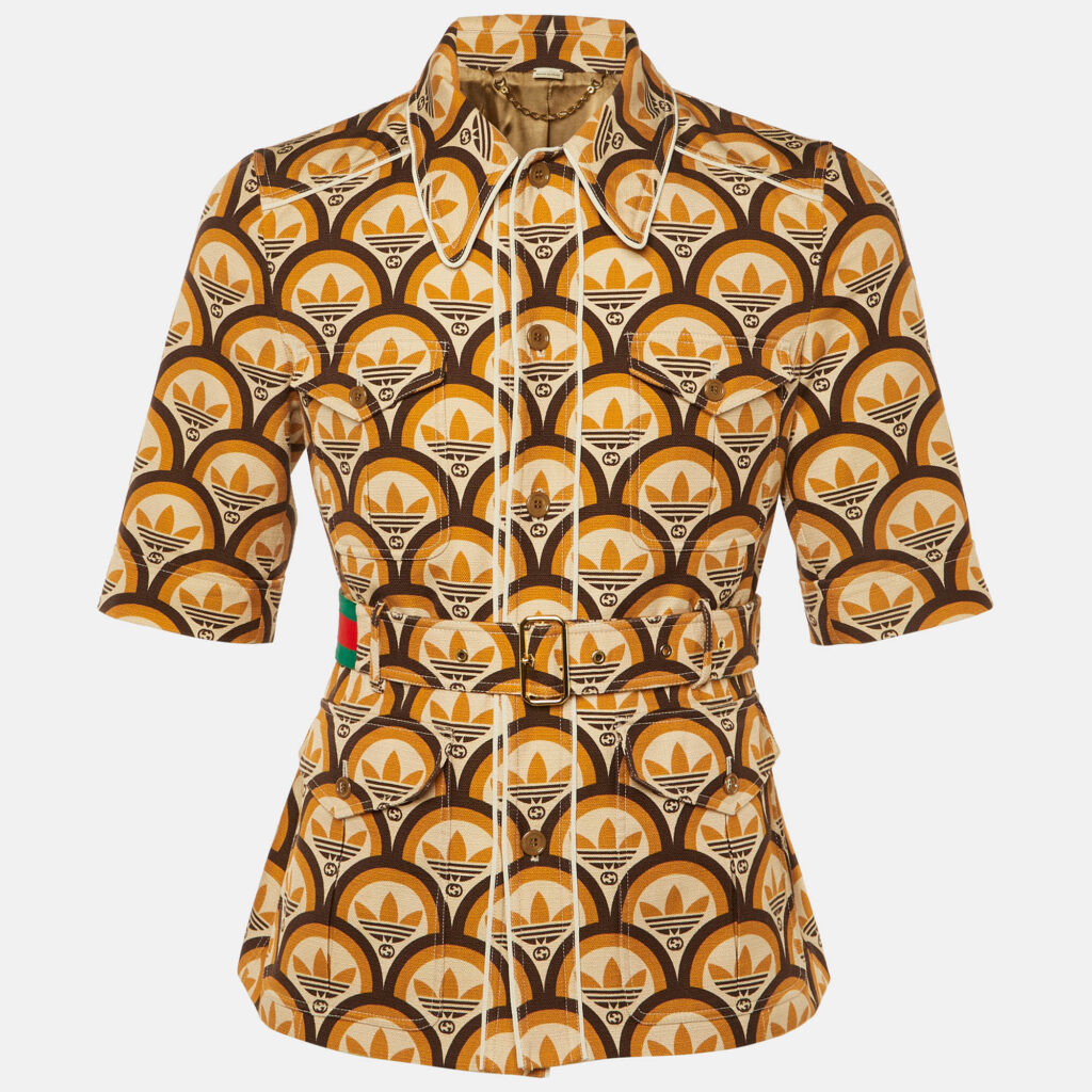 Gucci X Adidas Orange GG Trefoil Cotton Belted Jacket S Gucci X Adidas Orange GG Trefoil Cotton Belted Jacket S