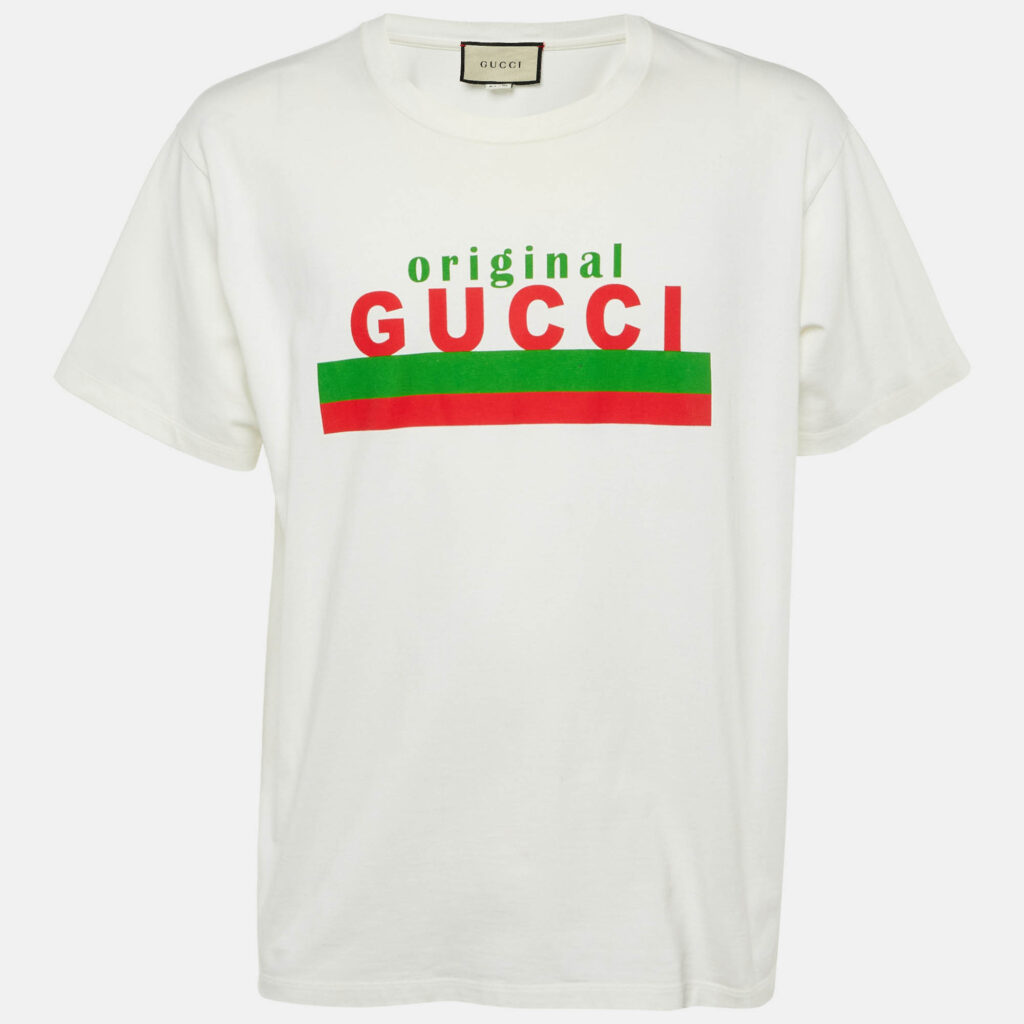 Gucci White Original Logo Print Cotton Oversize T-Shirt M Gucci White Original Logo Print Cotton Oversize T-Shirt M