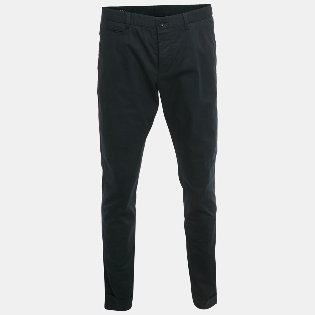 Gucci Navy Blue Cotton Formal Trousers L Gucci Navy Blue Cotton Formal Trousers L