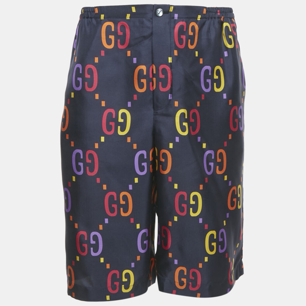 Gucci Blue GG Print Silk Shorts XL Gucci Blue GG Print Silk Shorts XL