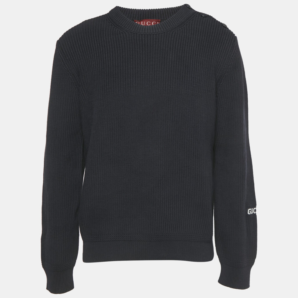 Gucci Navy Blue Logo Knit Jumper XXL Gucci Navy Blue Logo Knit Jumper XXL
