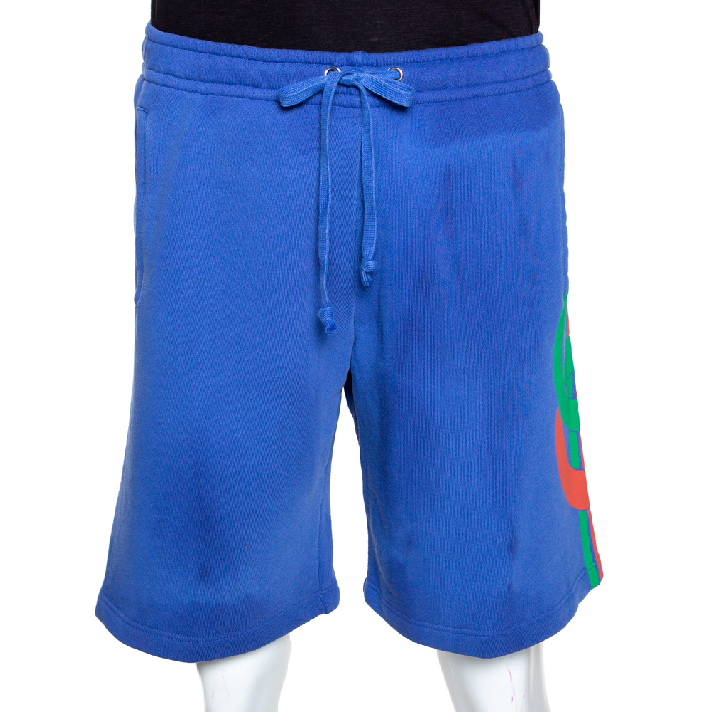 Gucci Purple Logo Print Cotton Washed Effect Shorts S