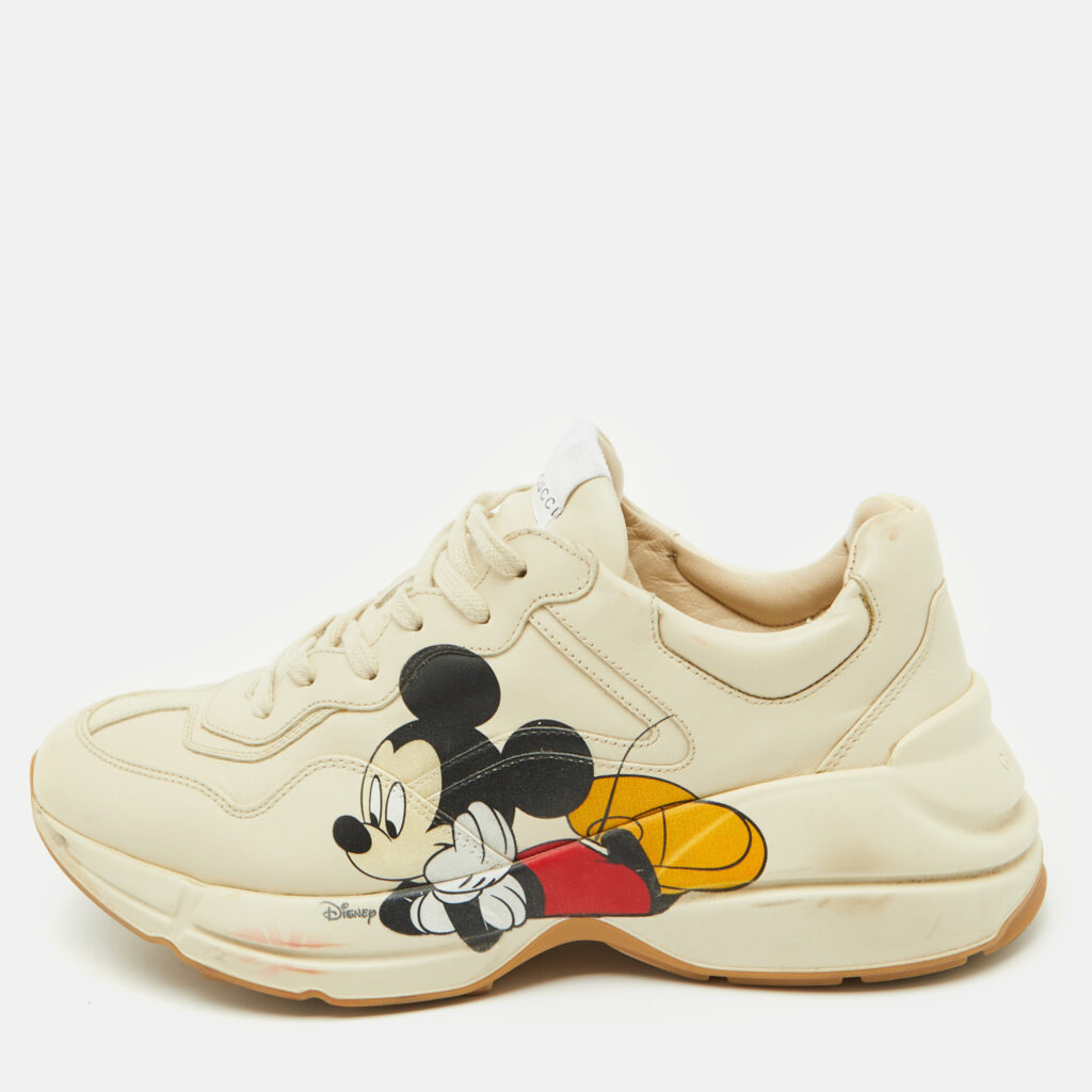 Gucci x Disney Cream Leather Mickey Mouse Rhyton Sneakers Size 41 Gucci x Disney Cream Leather Mickey Mouse Rhyton Sneakers Size 41