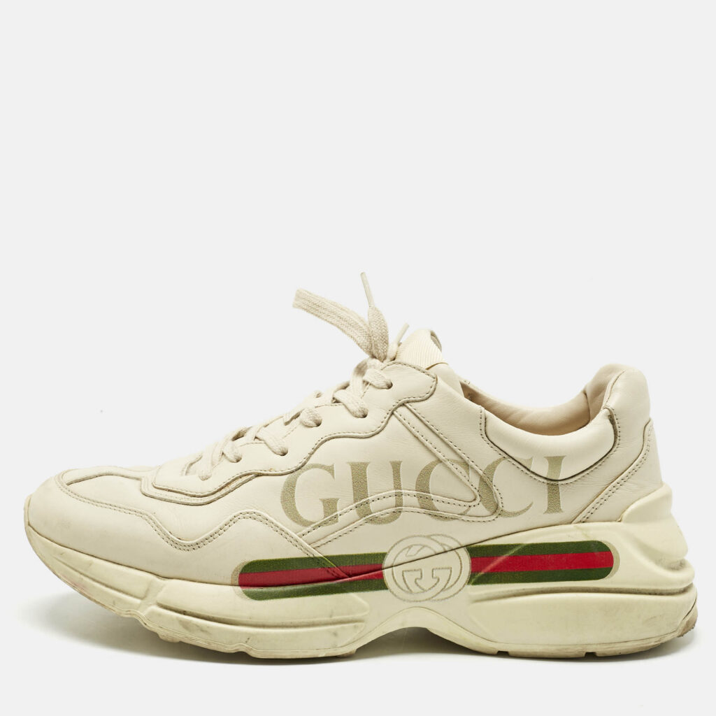 Gucci Cream Leather Rhyton Lace Up Sneakers Size 43.5 Gucci Cream Leather Rhyton Lace Up Sneakers Size 43.5