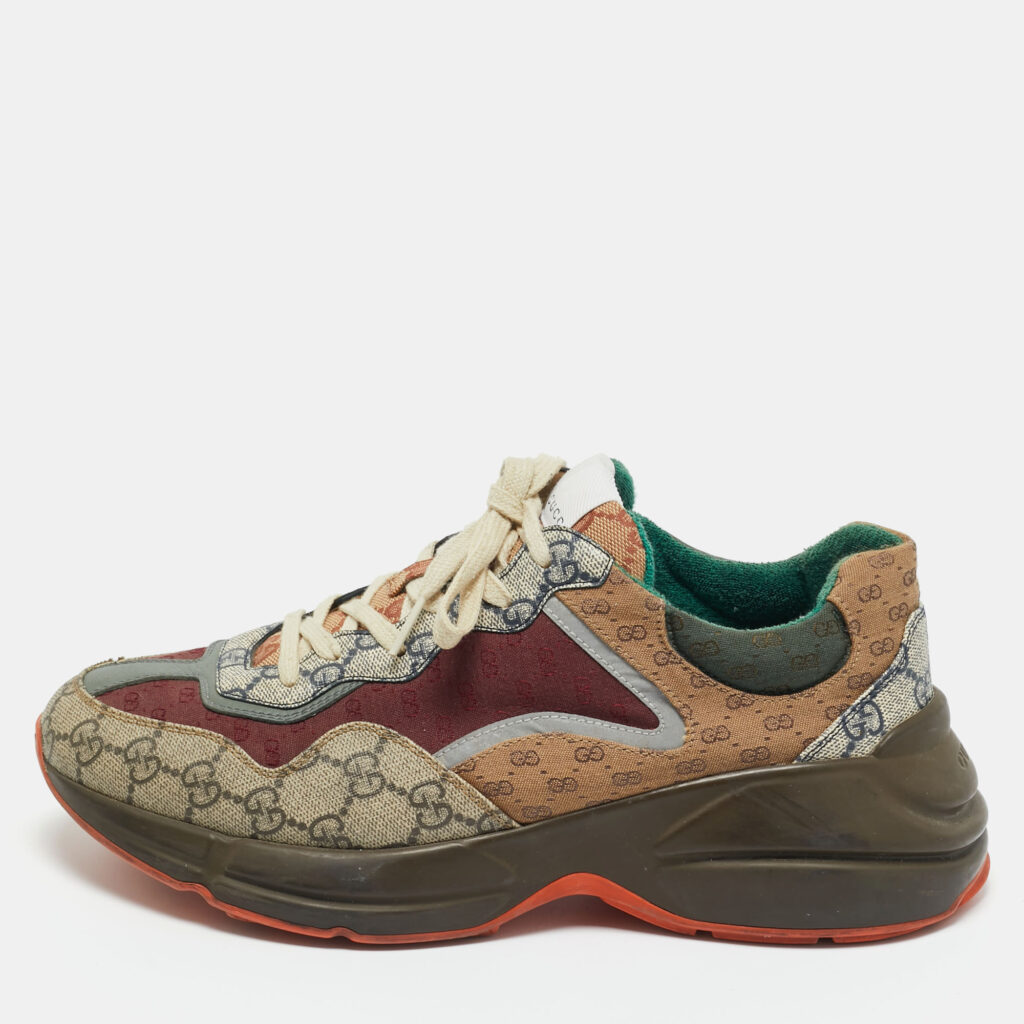 Gucci Multicolor GG Supreme Canvas and Leather Rhyton Sneakers Size 42 Gucci Multicolor GG Supreme Canvas and Leather Rhyton Sneakers Size 42