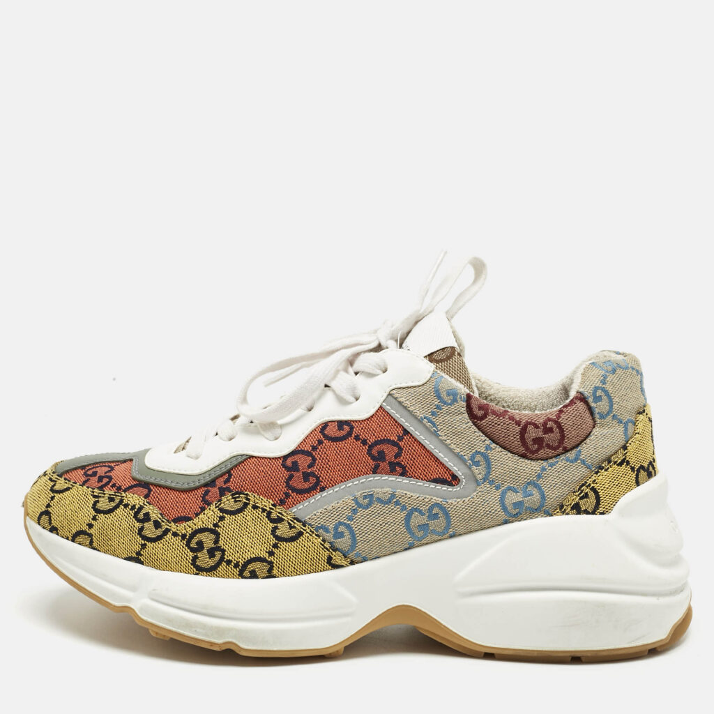 Gucci Multicolor GG Canvas and Leather Rhyton Sneakers Size 39 Gucci Multicolor GG Canvas and Leather Rhyton Sneakers Size 39