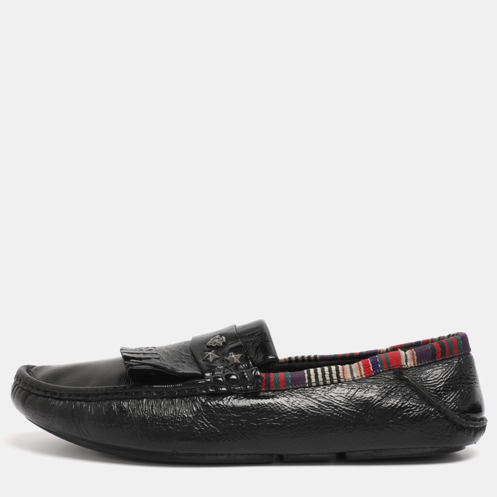 Gucci Black Patent Leather Hysteria Fringe Loafers Size 43.5 Gucci Black Patent Leather Hysteria Fringe Loafers Size 43.5