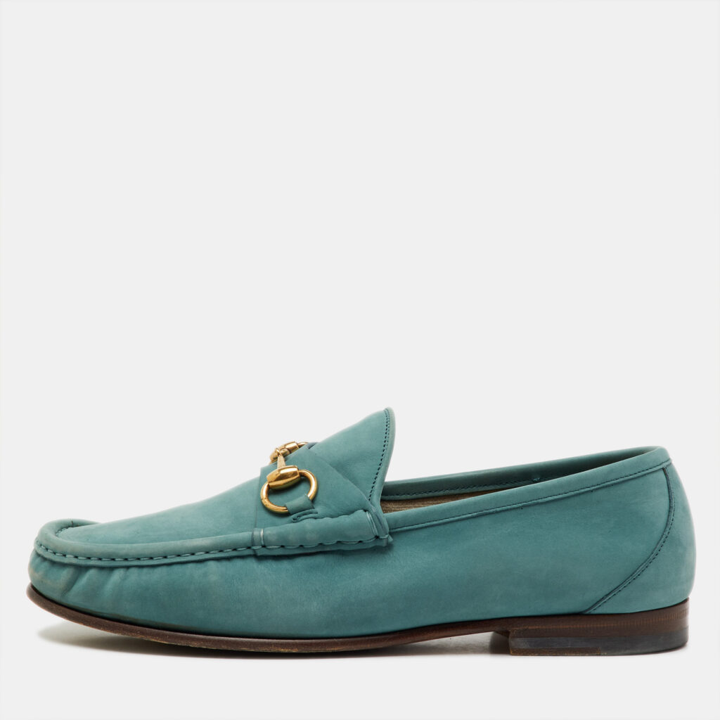 Gucci Sea Green Nubuck Leather 1953 Horsebit Slip On Loafers Size 41 Gucci Sea Green Nubuck Leather 1953 Horsebit Slip On Loafers Size 41