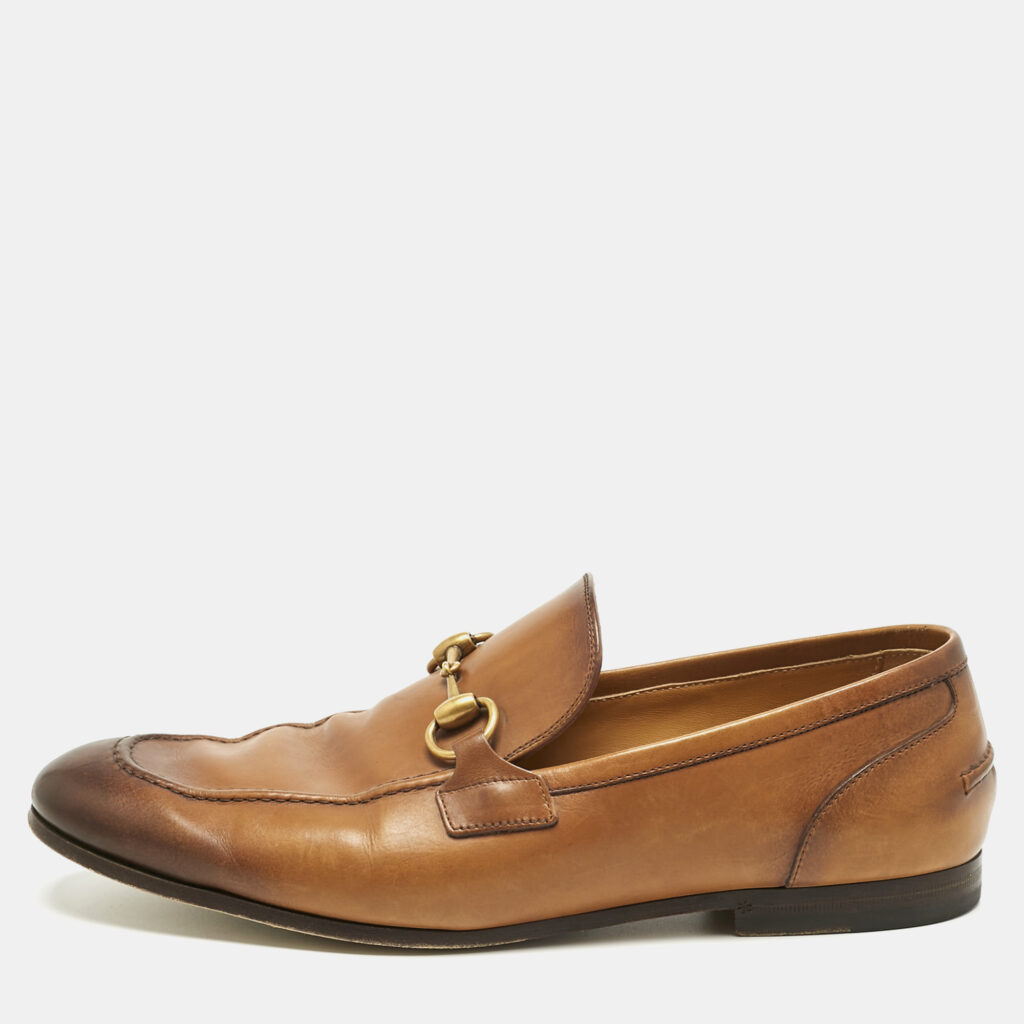 Gucci Brown Leather Jordaan Horsebit Loafers Size 41.5 Gucci Brown Leather Jordaan Horsebit Loafers Size 41.5