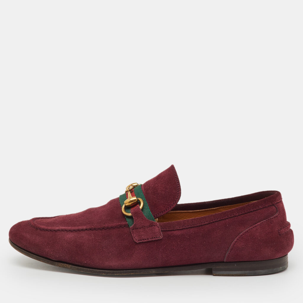 Gucci Burgundy Suede Web Horsebit Slip On Loafers Size 41 Gucci Burgundy Suede Web Horsebit Slip On Loafers Size 41