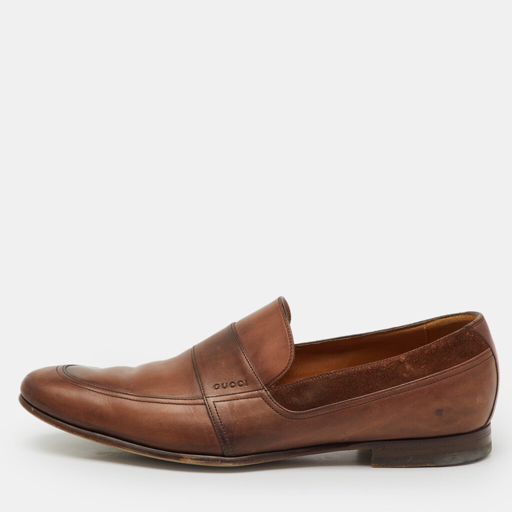 Gucci Brown Leather and Suede Slip On Penny Loafers Size 41 Gucci Brown Leather and Suede Slip On Penny Loafers Size 41