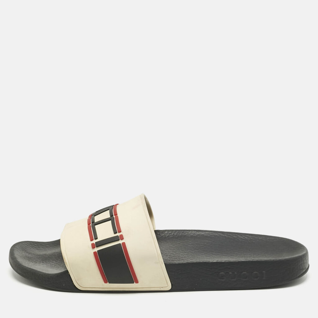 Gucci Cream Rubber Logo Pool Slides Size 44 Gucci Cream Rubber Logo Pool Slides Size 44