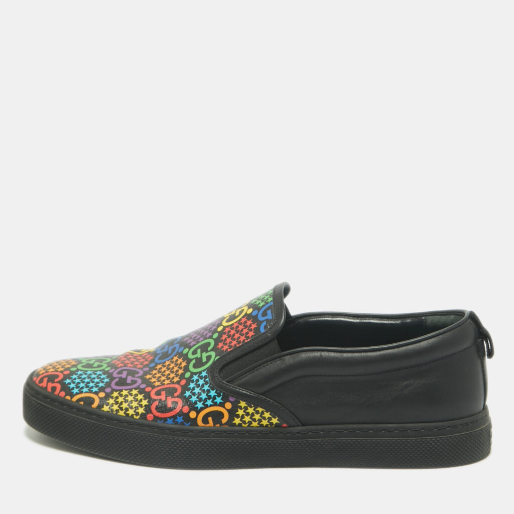 Gucci Multicolor GG Coated Canvas and Leather Slip On Sneakers Size 45 Gucci Multicolor GG Coated Canvas and Leather Slip On Sneakers Size 45