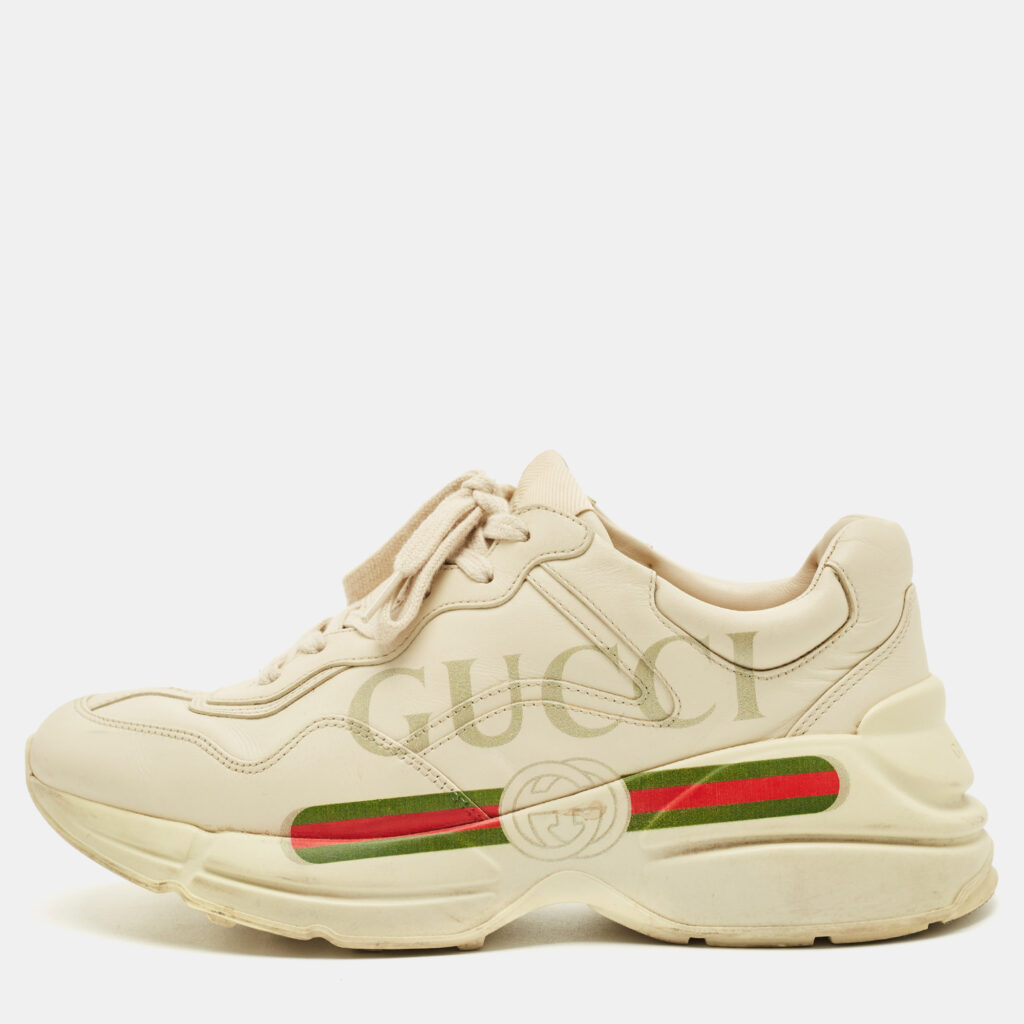 Gucci Cream Leather Rhyton Lace Up Sneakers Size 39.5 Gucci Cream Leather Rhyton Lace Up Sneakers Size 39.5