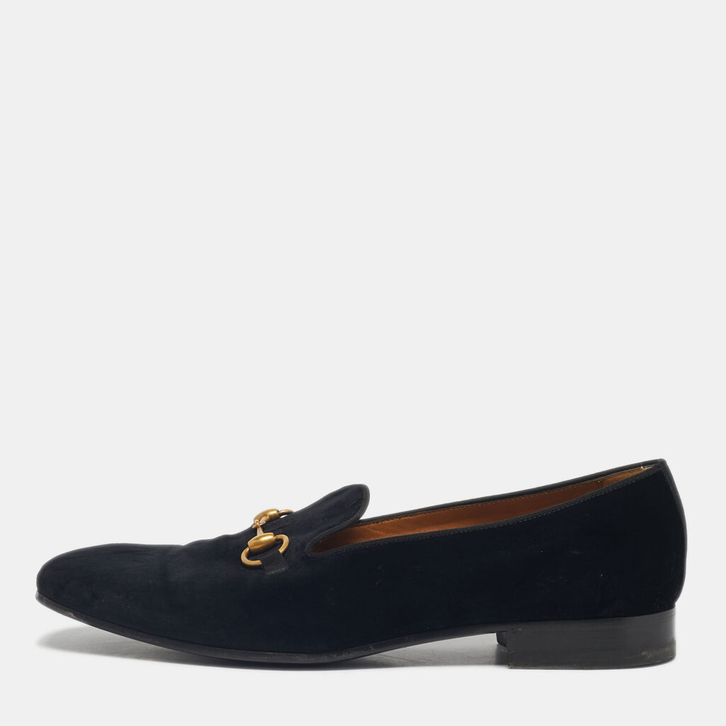 Gucci Black Velvet Horsebit Slip On Loafers Size 44 Gucci Black Velvet Horsebit Slip On Loafers Size 44