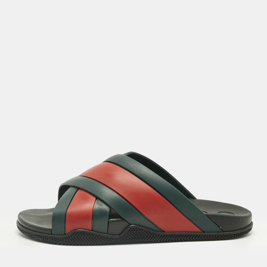 Gucci Red/Green Web Rubber Slide Sandals Size 44 Gucci Red/Green Web Rubber Slide Sandals Size 44