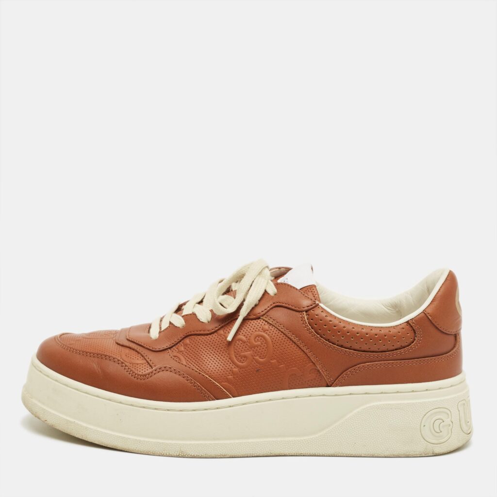 Gucci Brown Jumbo GG Leather Chunky B Sneakers Size 43.5 Gucci Brown Jumbo GG Leather Chunky B Sneakers Size 43.5