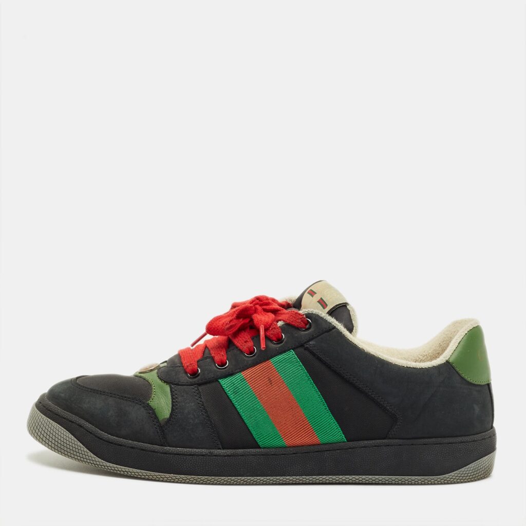 Gucci Black Canvas and Nubuck Leather Screener Lace Up Sneakers Size 44 Gucci Black Canvas and Nubuck Leather Screener Lace Up Sneakers Size 44