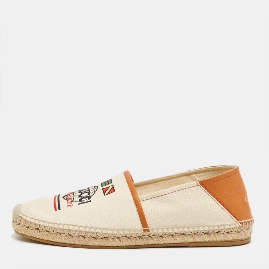 Gucci Off White/Brown Canvas and Leather Alejandro Espadrilles Size 44 Gucci Off White/Brown Canvas and Leather Alejandro Espadrilles Size 44