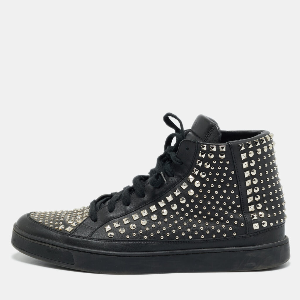 Gucci Studded Size 43.5 Black Leather High Top Sneakers Gucci Studded Size 43.5 Black Leather High Top Sneakers