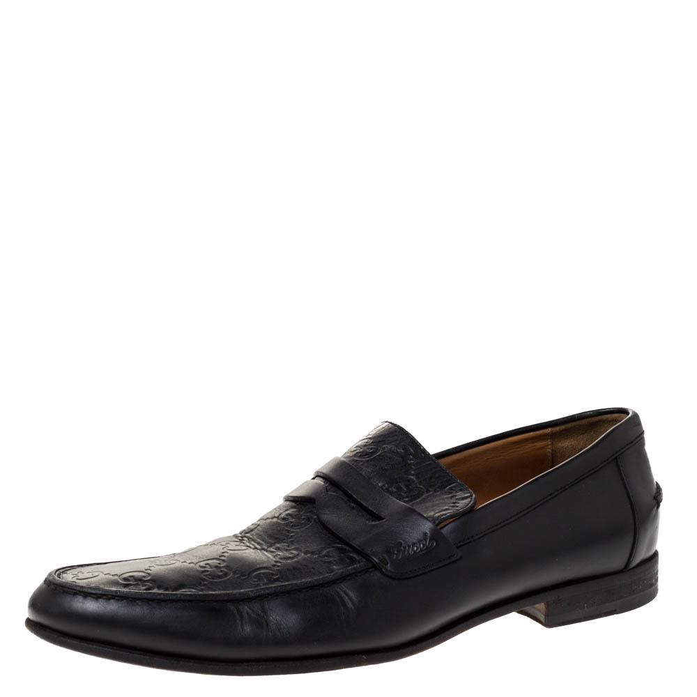 Gucci Black Guccissima Leather Penny Slip On Loafers 41 Gucci Black Guccissima Leather Penny Slip On Loafers 41