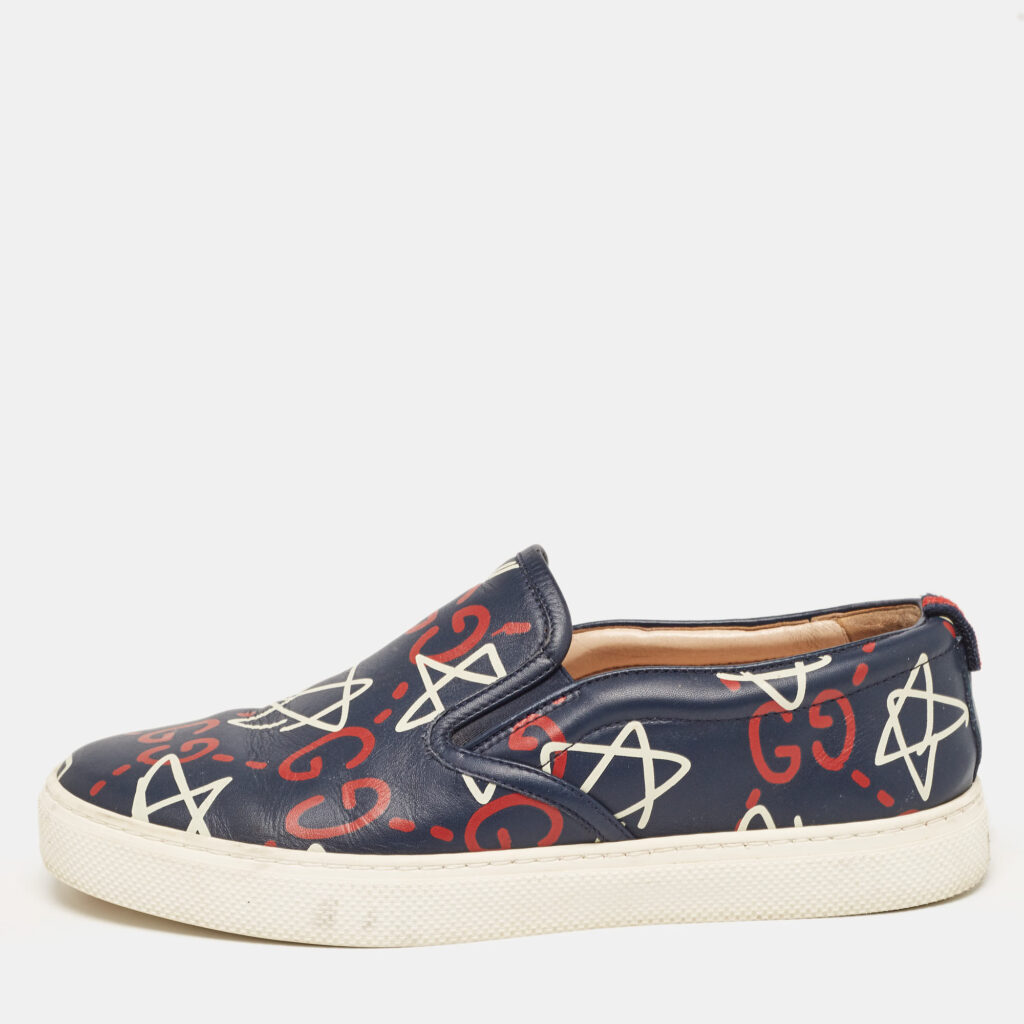 Gucci Navy Blue Leather Dublin Ghost Sneakers Size 41.5 Gucci Navy Blue Leather Dublin Ghost Sneakers Size 41.5