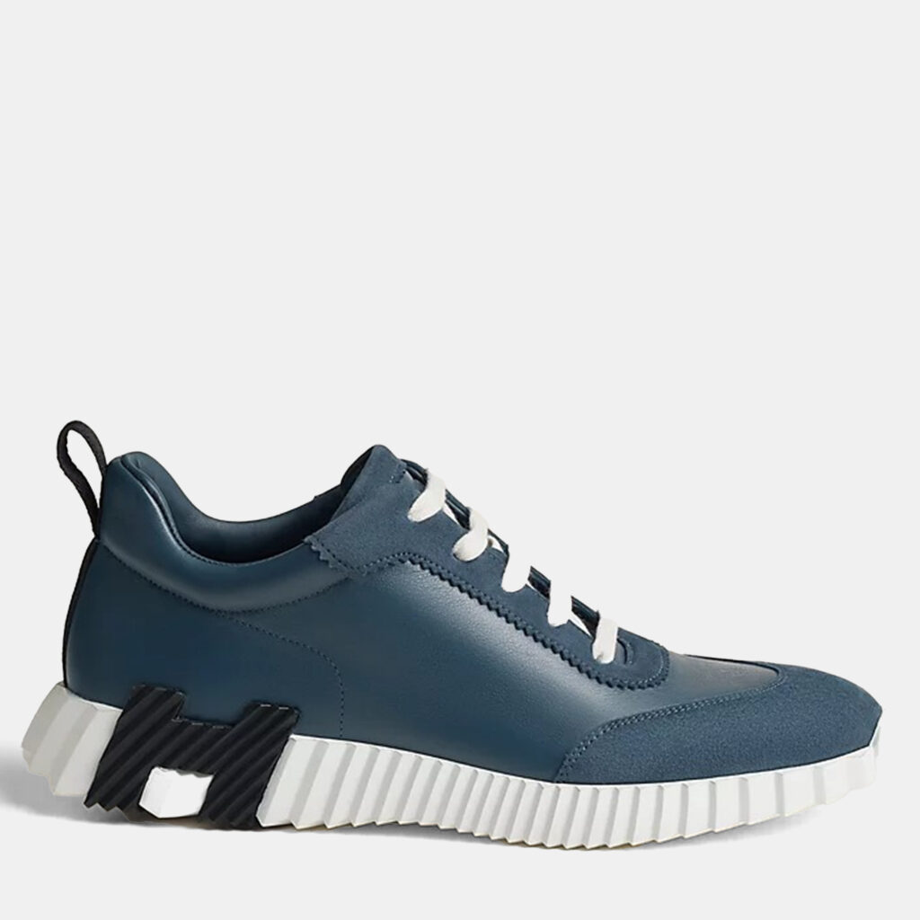 Hermes Bouncing Size 41 Bleu Céleste Calfskin and Suede Goatskin Sneakers