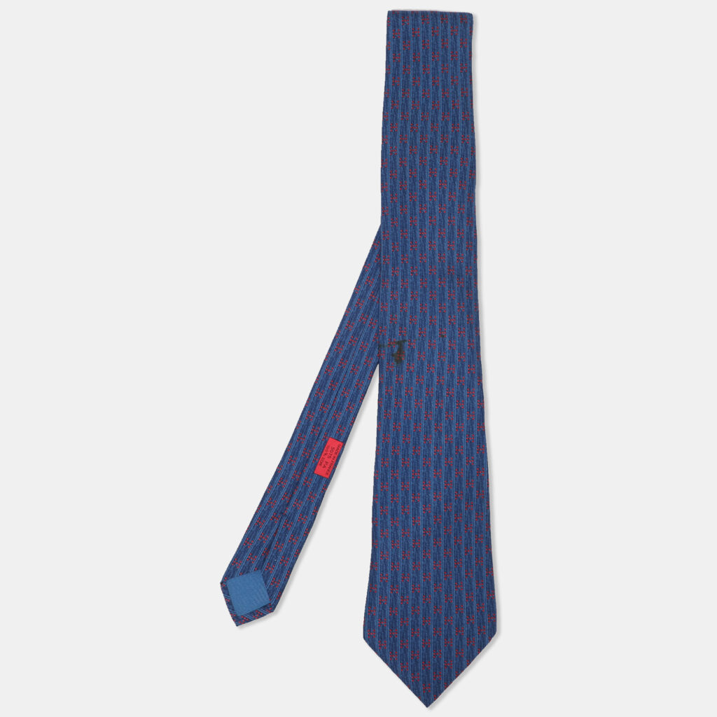 luxury-men-hermes-used-accessories-p1130301-004-1.jpg Hermes Blue Logo Printed Silk Tie