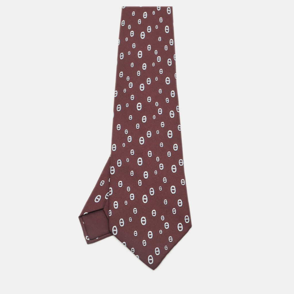 Hermès Purple Print Silk Traditional Tie