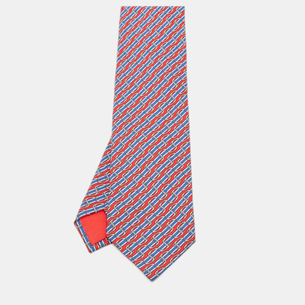 Hermès Red/Blue Striped Silk Tie Hermès Red/Blue Striped Silk Tie