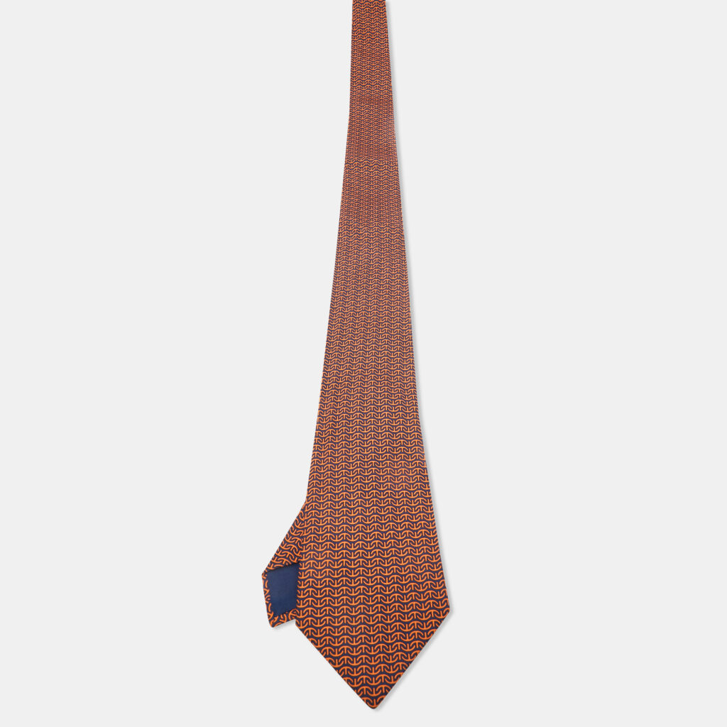 Hermès Orange Printed Silk Tie Hermès Orange Printed Silk Tie