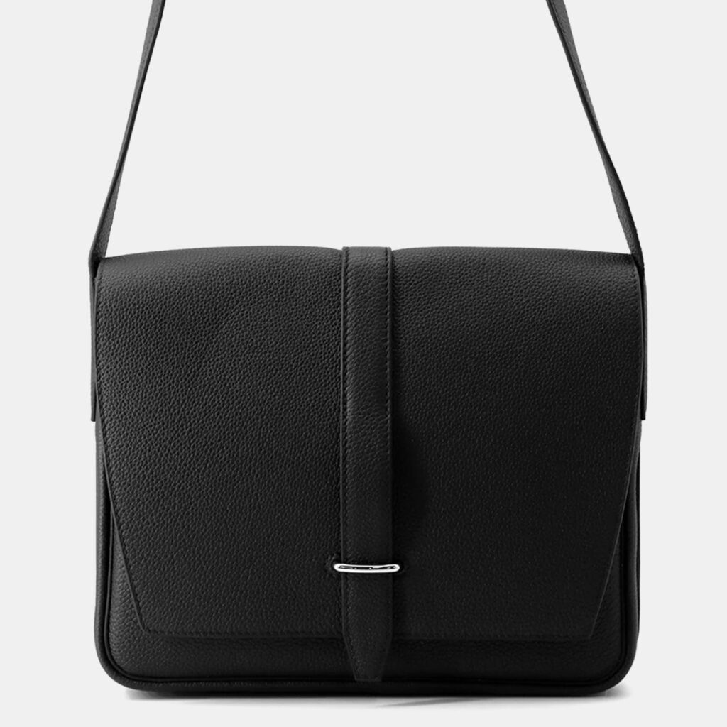 Hermes Steve Light Junior Black Togo Leather Bag