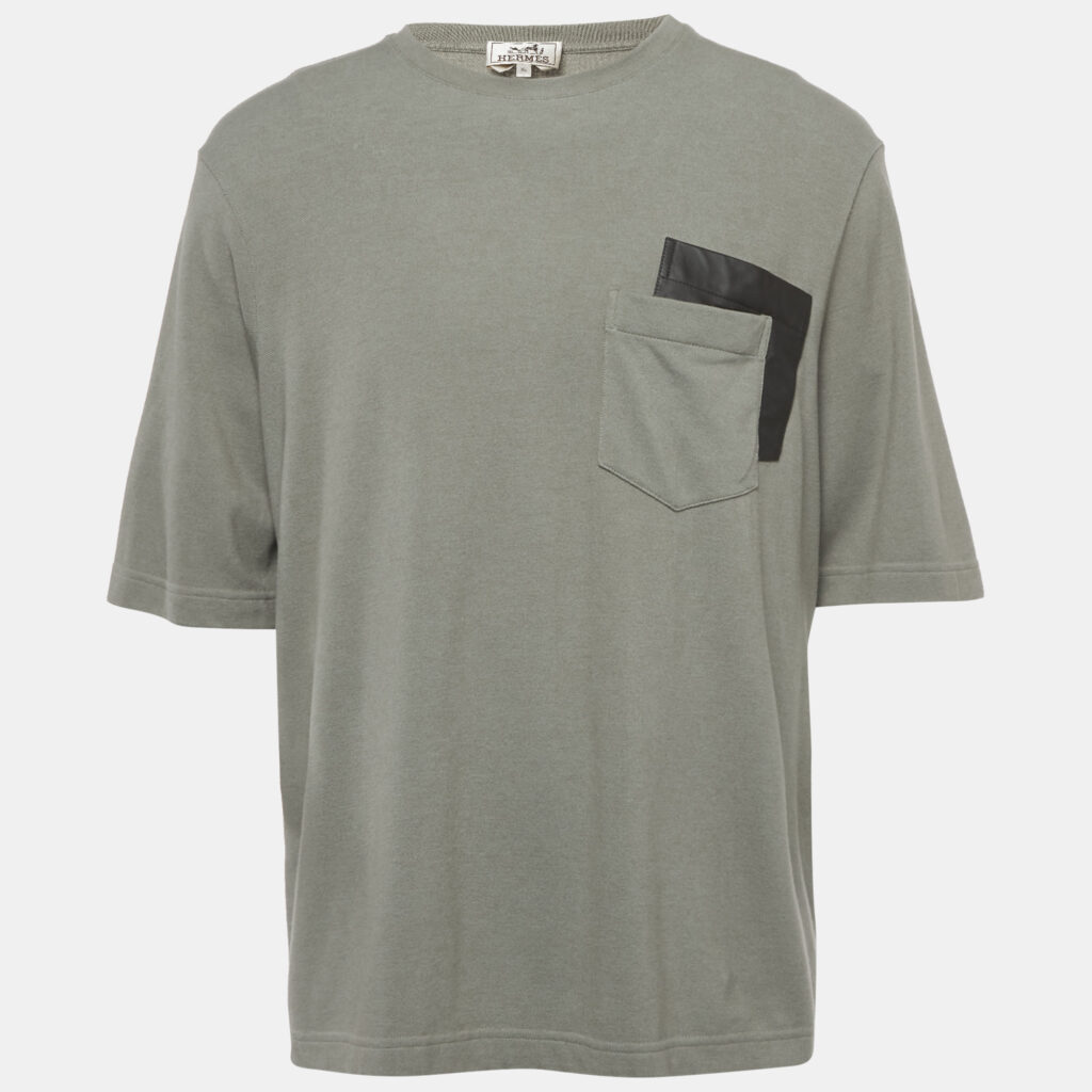 Hermes Grey Cotton Pique Crew Neck T-Shirt XL Hermes Grey Cotton Pique Crew Neck T-Shirt XL