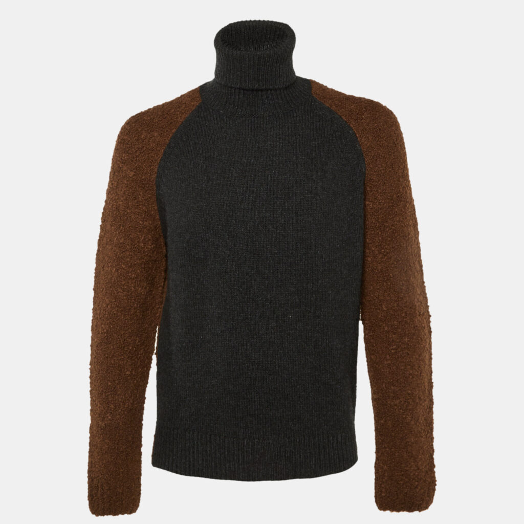 luxury-men-hermes-used-clothes-p1216452-002-1.jpg Hermes Brown/Grey Cashmere & Alpaca Knit Turtleneck Sweater S