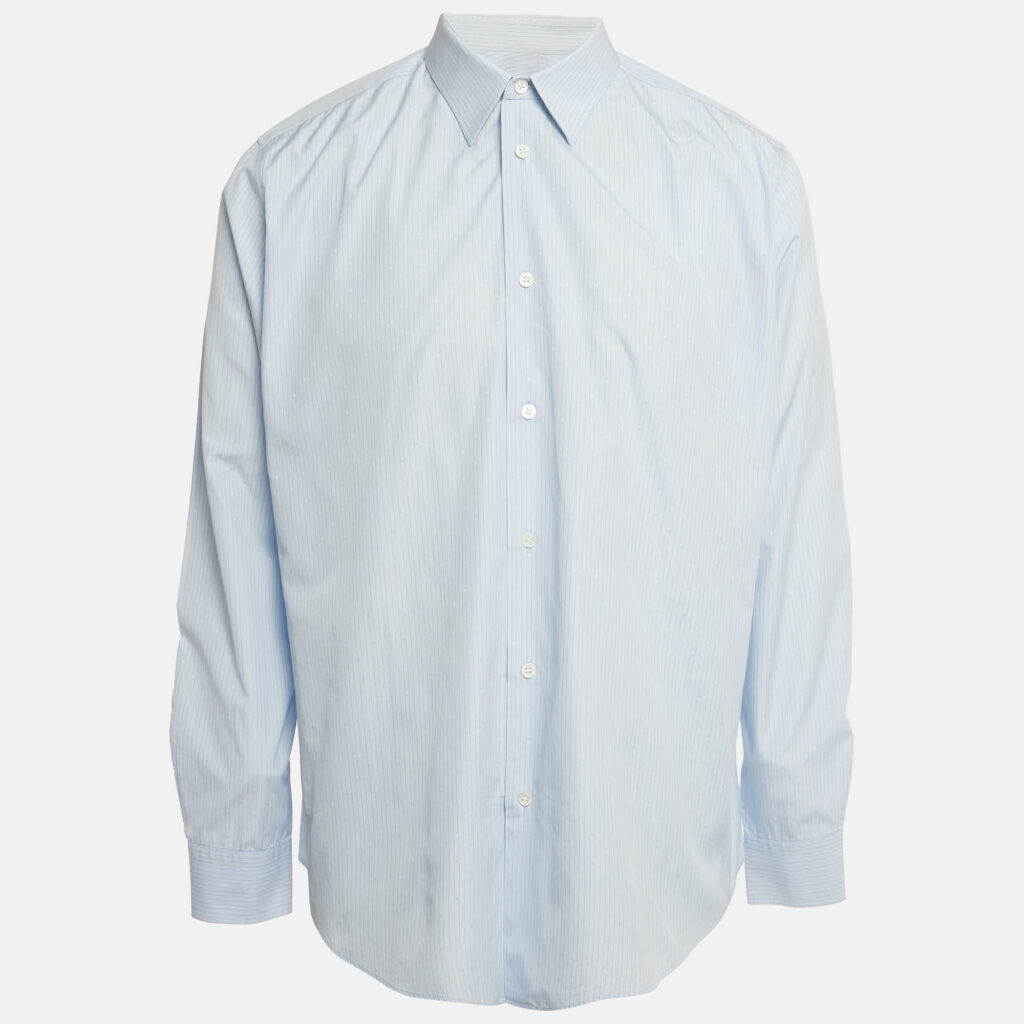 Hermes Blue Striped Cotton Long Sleeve Shirt 4XL