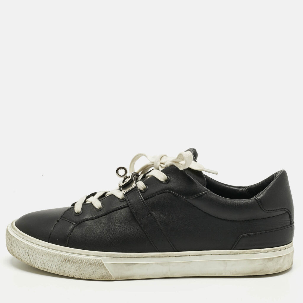 Hermes Black Leather Day Lace Up Sneakers Size 43 Hermes Black Leather Day Lace Up Sneakers Size 43