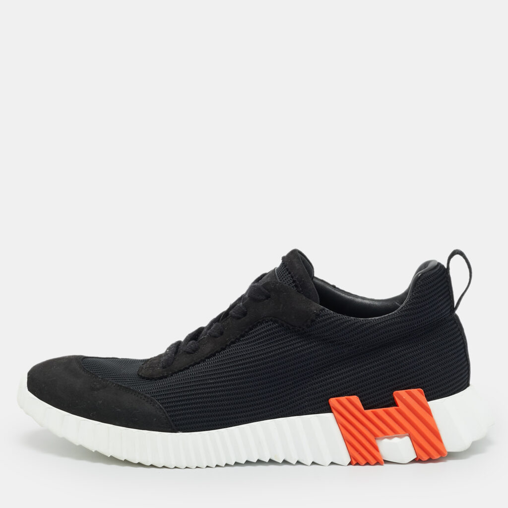 luxury-men-hermes-used-shoes-p1231746-001-1.jpg Hermes Black Mesh and Suede Bouncing Lace Up Sneakers Size 43.5