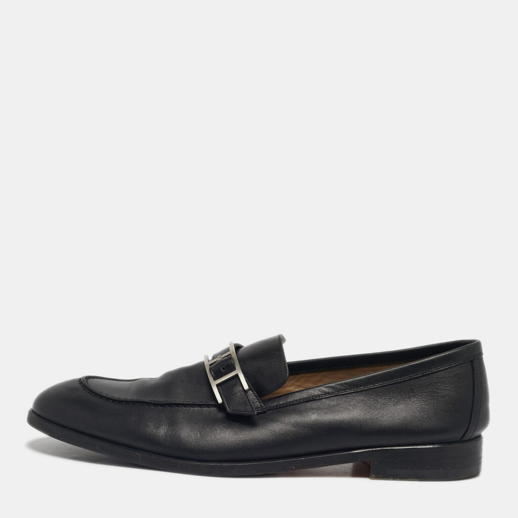 Hermes Black Leather Monterey Loafers Size 41.5 Hermes Black Leather Monterey Loafers Size 41.5