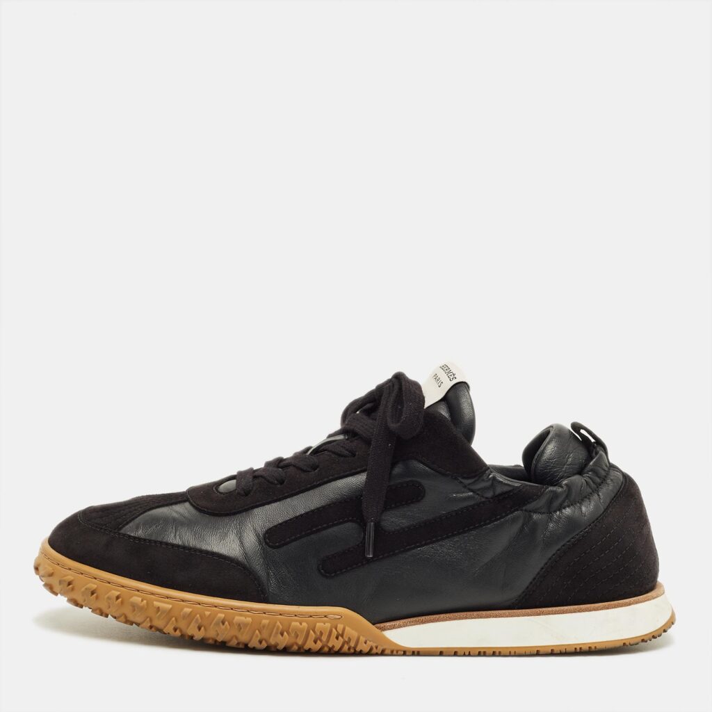 Hermes Black Leather and Suede Jet Sneakers Size 42 Hermes Black Leather and Suede Jet Sneakers Size 42