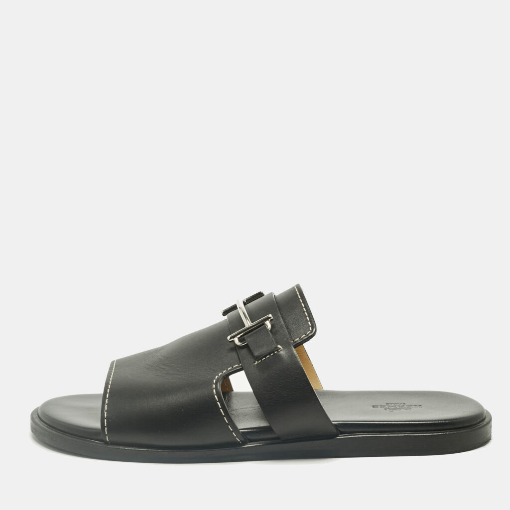 Hermes Black Leather Flat Slide Size 42 Hermes Black Leather Flat Slide Size 42