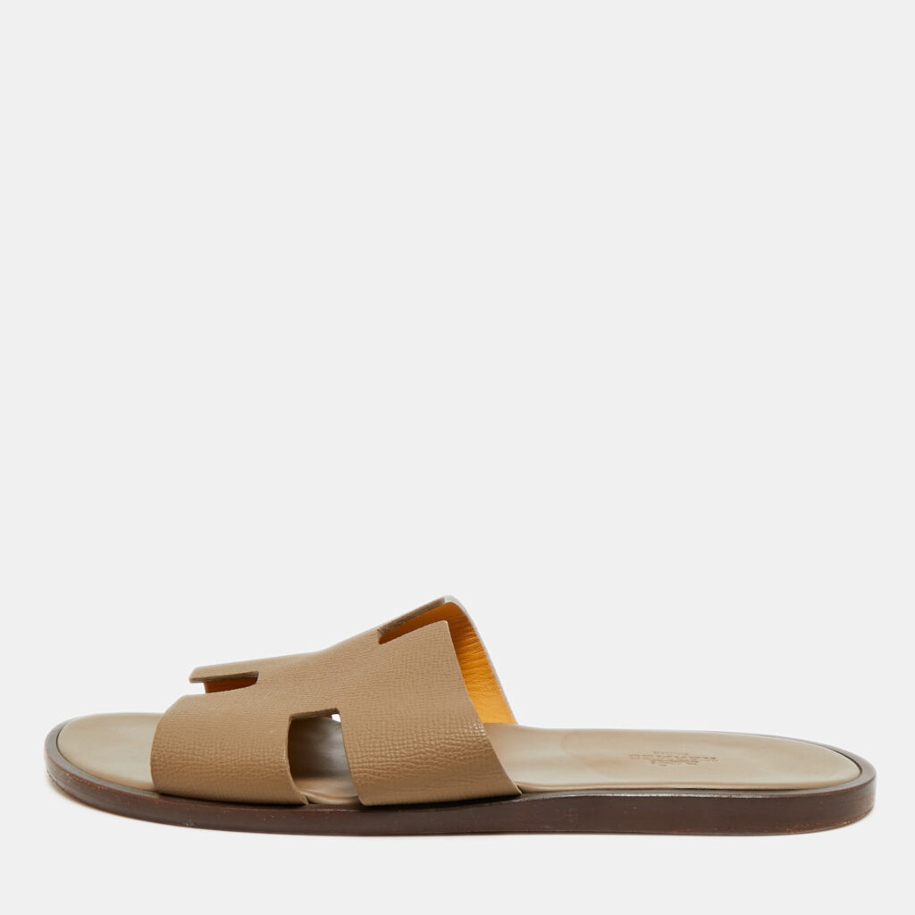 Hermes Izmir Size 42.5 Brown Leather Flat Slides