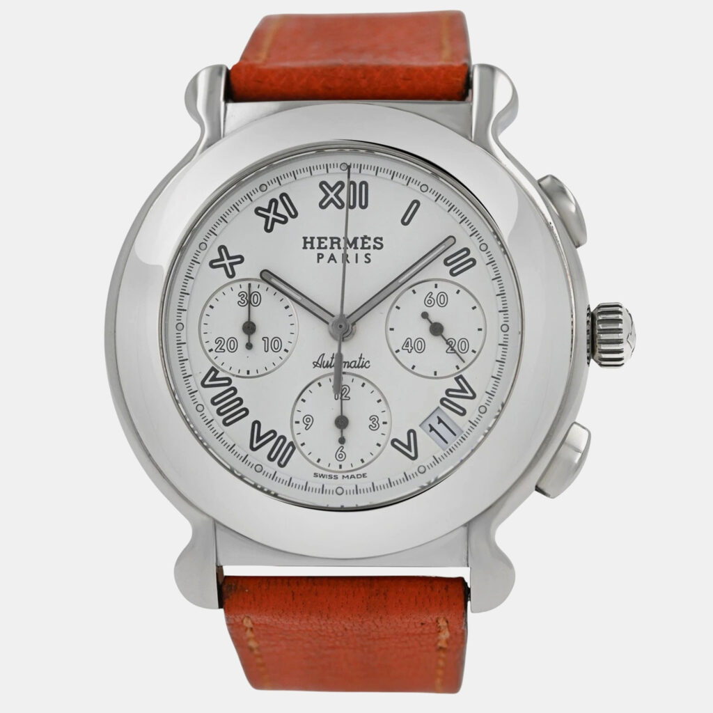 Hermes Kepler Chronograph KP1.910 Automatic White Stainless Steel Men's Wristwatch 40 mm Hermes Kepler Chronograph KP1.910 Automatic White Stainless Steel Men's Wristwatch 40 mm