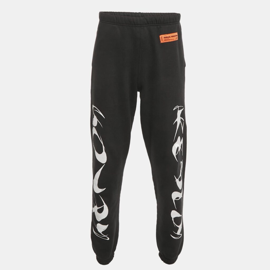Heron Preston Black Printed Cotton Jogger Pants S Heron Preston Black Printed Cotton Jogger Pants S