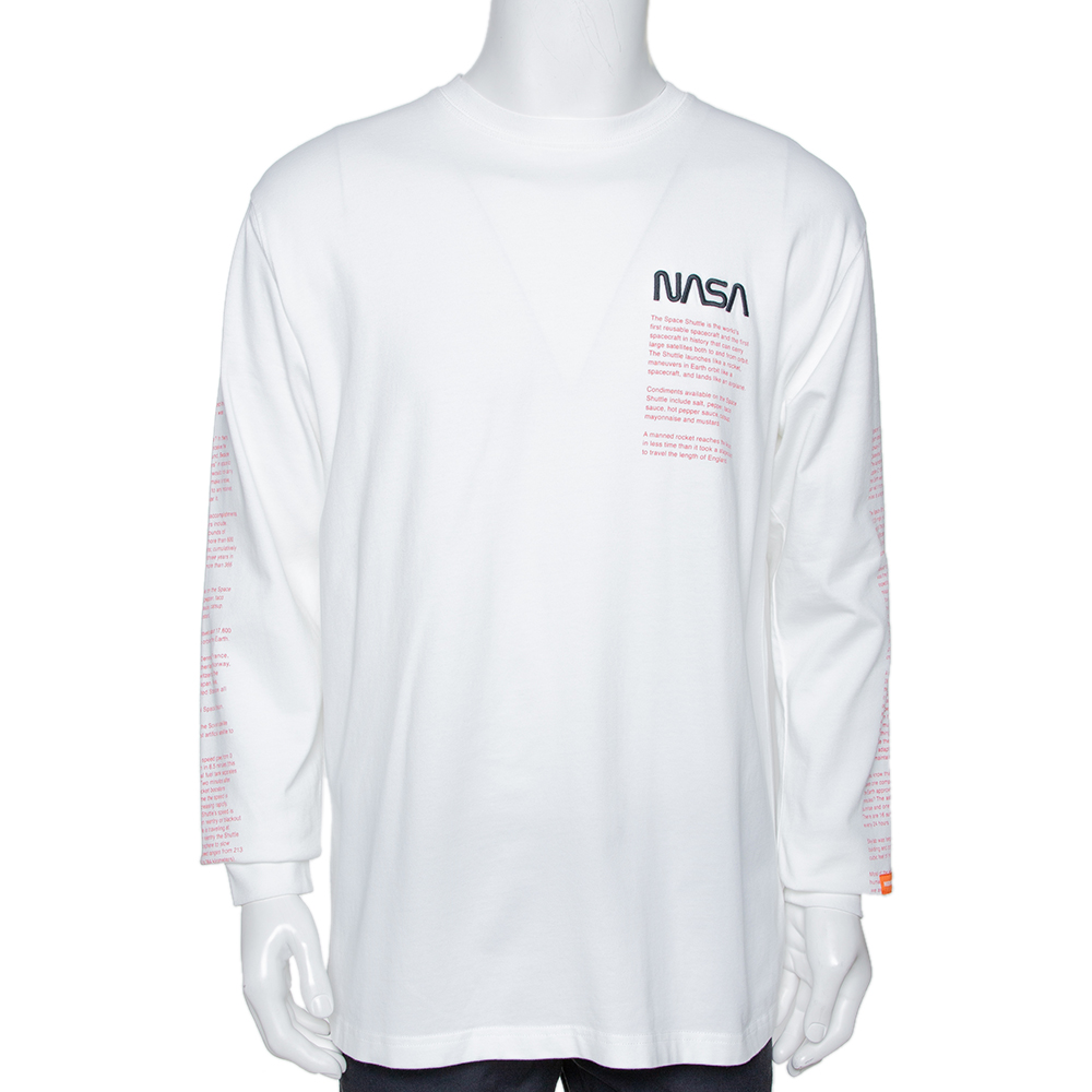 Heron Preston White Nasa Facts Print Cotton Jumper S Heron Preston White Nasa Facts Print Cotton Jumper S