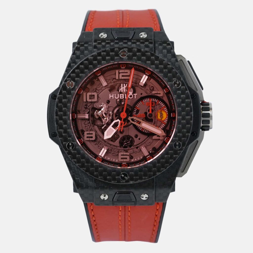 Hublot Big Bang Ferrari 401.QX.0123.VR Automatic Red Skeleton Carbon Fiber Men’s Wristwatch 45 mm Hublot Big Bang Ferrari 401.QX.0123.VR Automatic Red Skeleton Carbon Fiber Men’s Wristwatch 45 mm