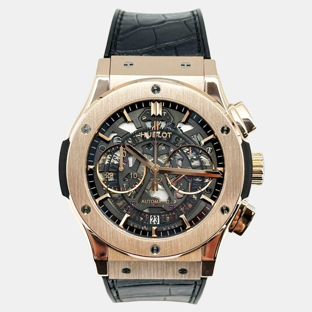 Hublot Classic Fusion Aerofusion Chronograph 525.OX.0180.LR Automatic Black 18k Rose Gold Men's Wristwatch 45 mm Hublot Classic Fusion Aerofusion Chronograph 525.OX.0180.LR Automatic Black 18k Rose Gold Men's Wristwatch 45 mm