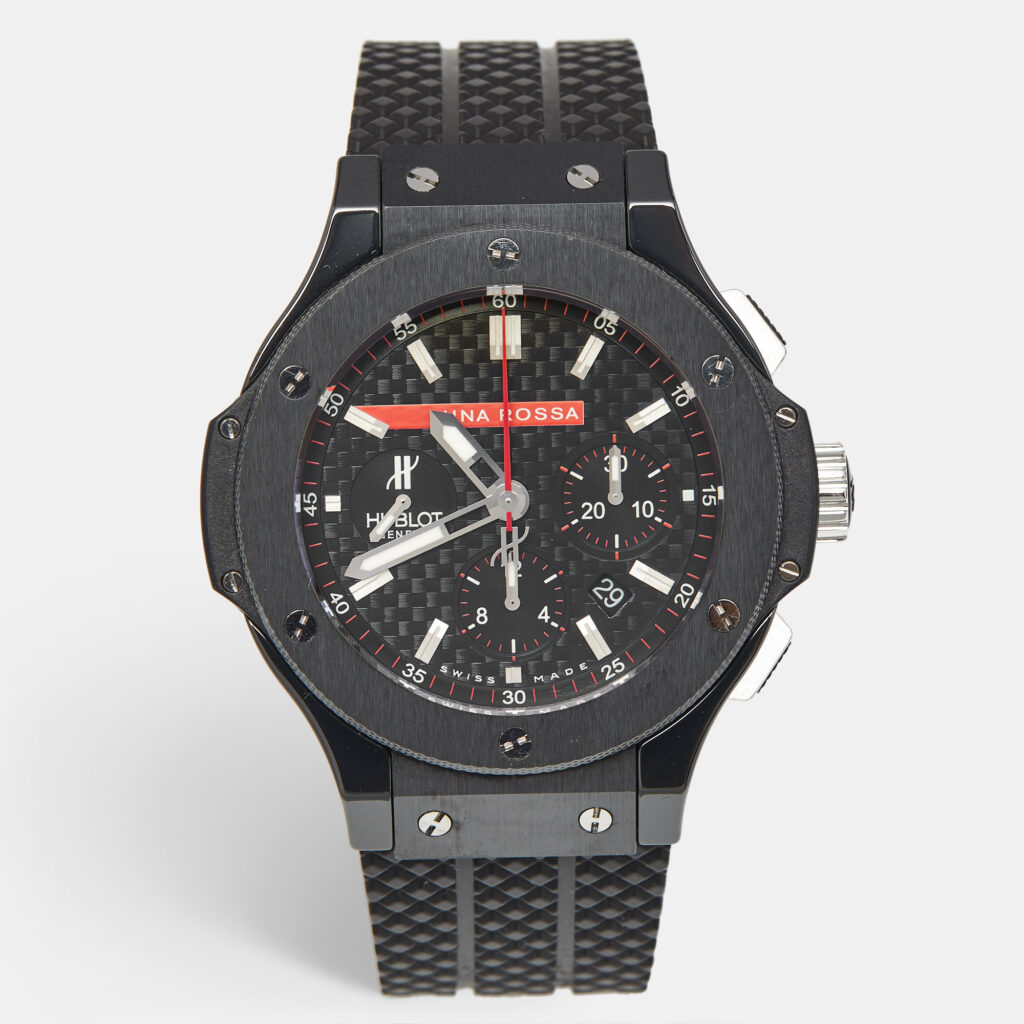 Hublot Luna Rosa Limited Edition Big Bang 301.CM.131.RX.LUN06 Black Carbon Fiber Dial Ceramic Titanium Rubber Men's Wristwatch 44 mm Hublot Luna Rosa Limited Edition Big Bang 301.CM.131.RX.LUN06 Black Carbon Fiber Dial Ceramic Titanium Rubber Men's Wristwatch 44 mm