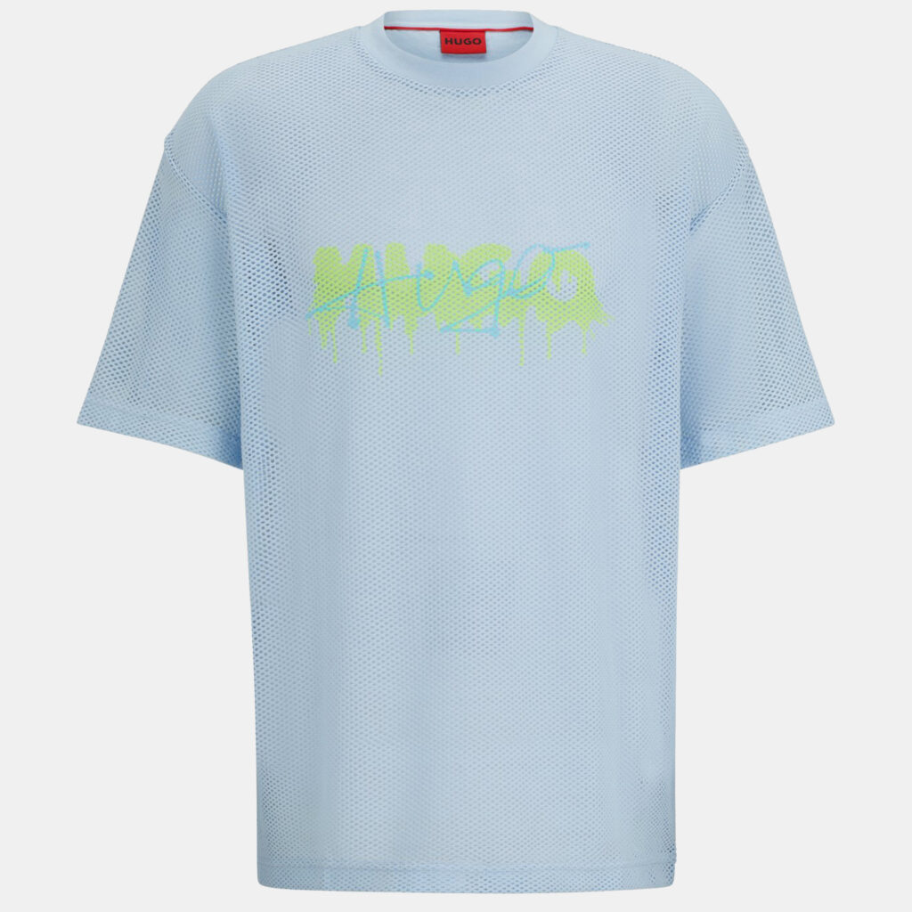 Hugo Boss Blue Printed Mesh Crewneck Dstaros T-Shirt M